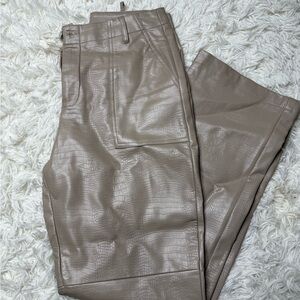 Forever 21 Beige Croc-Embossed Pants